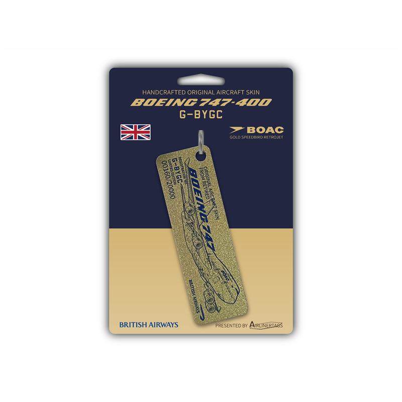 Airlinertags 英国航空B747 BOAC 退役飞机蒙皮行李牌钥匙扣礼物