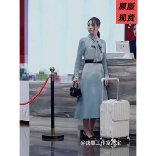 短剧绮旎婚色女主苏柠郭宇欣同款蝴蝶结飘带气质连衣裙女衣服潮