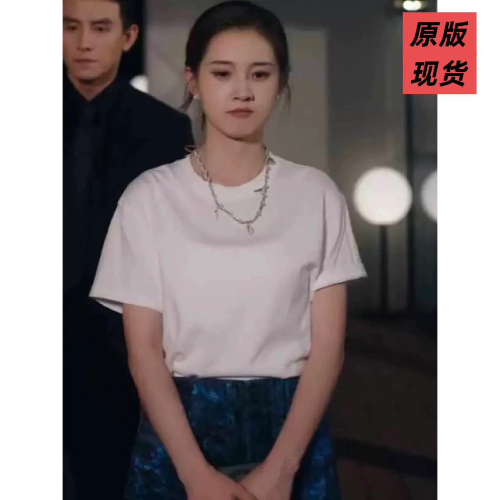 短剧原版盛夏芬德拉郭宇欣白清枚同款宽松白色短袖t恤上衣女衣服