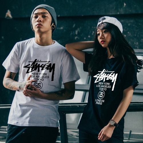 代古拉K抖音同款潮牌chic stussy短袖圆领宽松