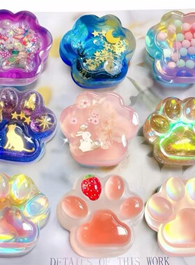 滴胶猫爪diy手工钥匙扣挂件成品水晶滴胶流沙猫爪挂饰女礼物定制