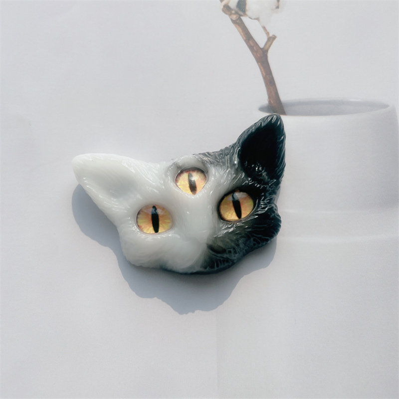 恶魔猫头钥匙扣挂件diy定制滴胶成品个性照片猫眼汽车包挂链礼物