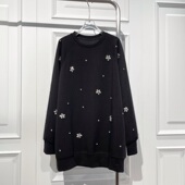 新款 甜美百搭长袖 亮钻卫衣裙女秋季 宽松显瘦减龄中长连衣裙潮