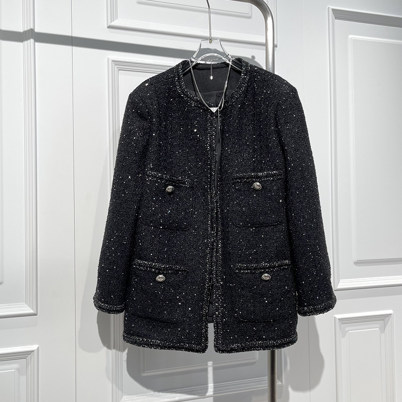 粗花呢小香风亮片外套优雅气质潮