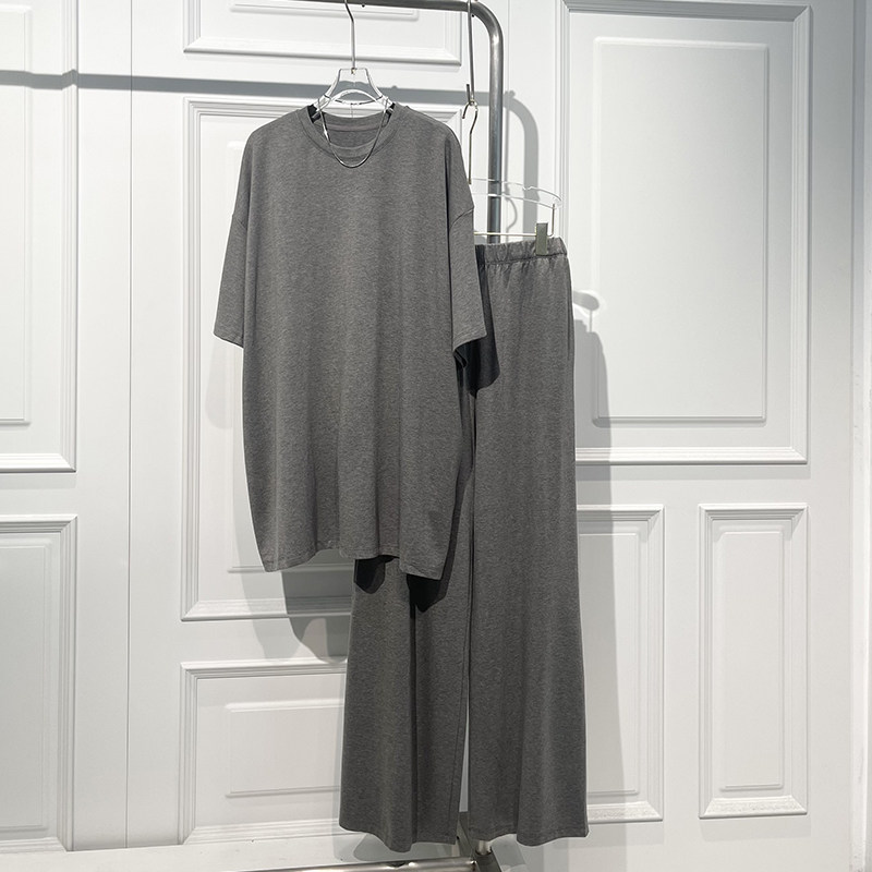 2025早秋新款宽松显瘦圆领短袖T恤高腰阔腿裤垂感舒适运动风套装,女装/女士精品,时尚套装,淘宝优惠券,粉丝福利购,淘宝优惠卷