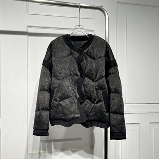 高级感拼接设计肌理感羽绒服上衣女冬季新款通勤气质百搭外套