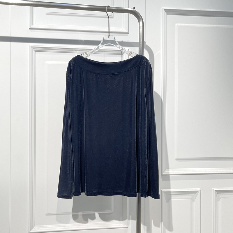 时尚优雅气质一字肩植绒衬衫潮搭