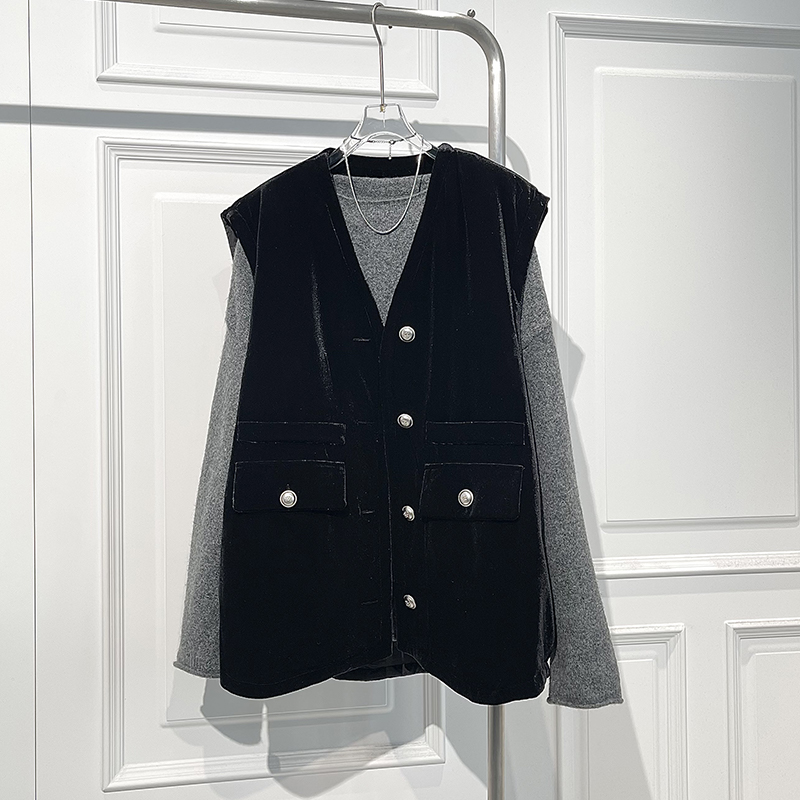 气质百搭显瘦舒适夹棉丝绒马甲潮