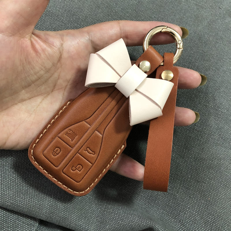 红旗HS7手工钥匙包头层牛皮