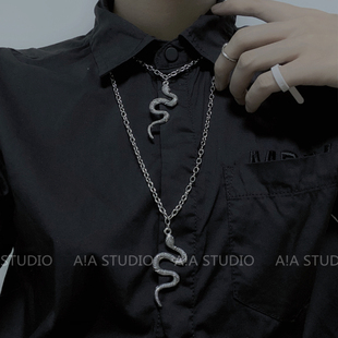 欧美ins女潮暗黑风蛇形项链土酷蹦迪街头时尚个性配饰男嘻哈饰品