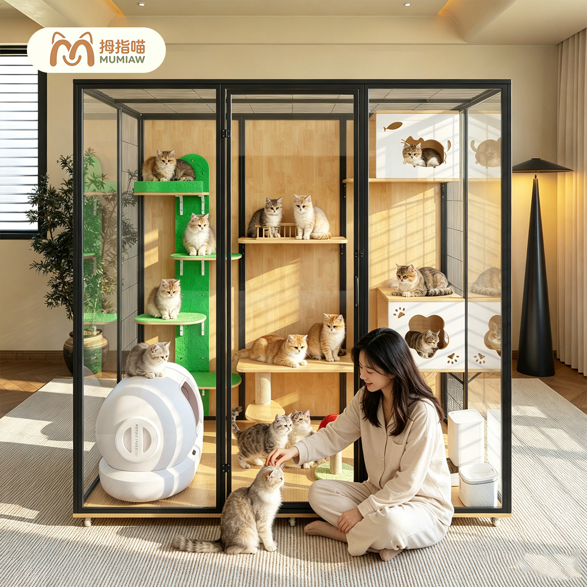 宠柜大型猫笼玻璃猫别墅家用全景猫屋定制豪华超大空间猫展示柜B2