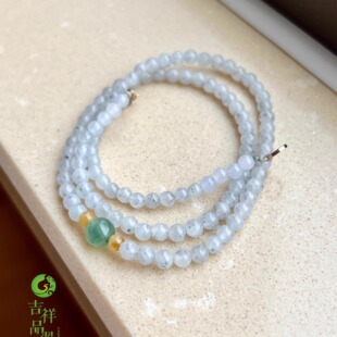 天然翡翠缅甸A货冰乌鸡小米珠圆珠项链手串两用款精品玉石翡翠玉