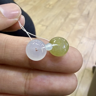 缅甸天然翡翠A货冰种双色一组鼓珠肉扣多宝配珠裸石diy卡10.3无瑕