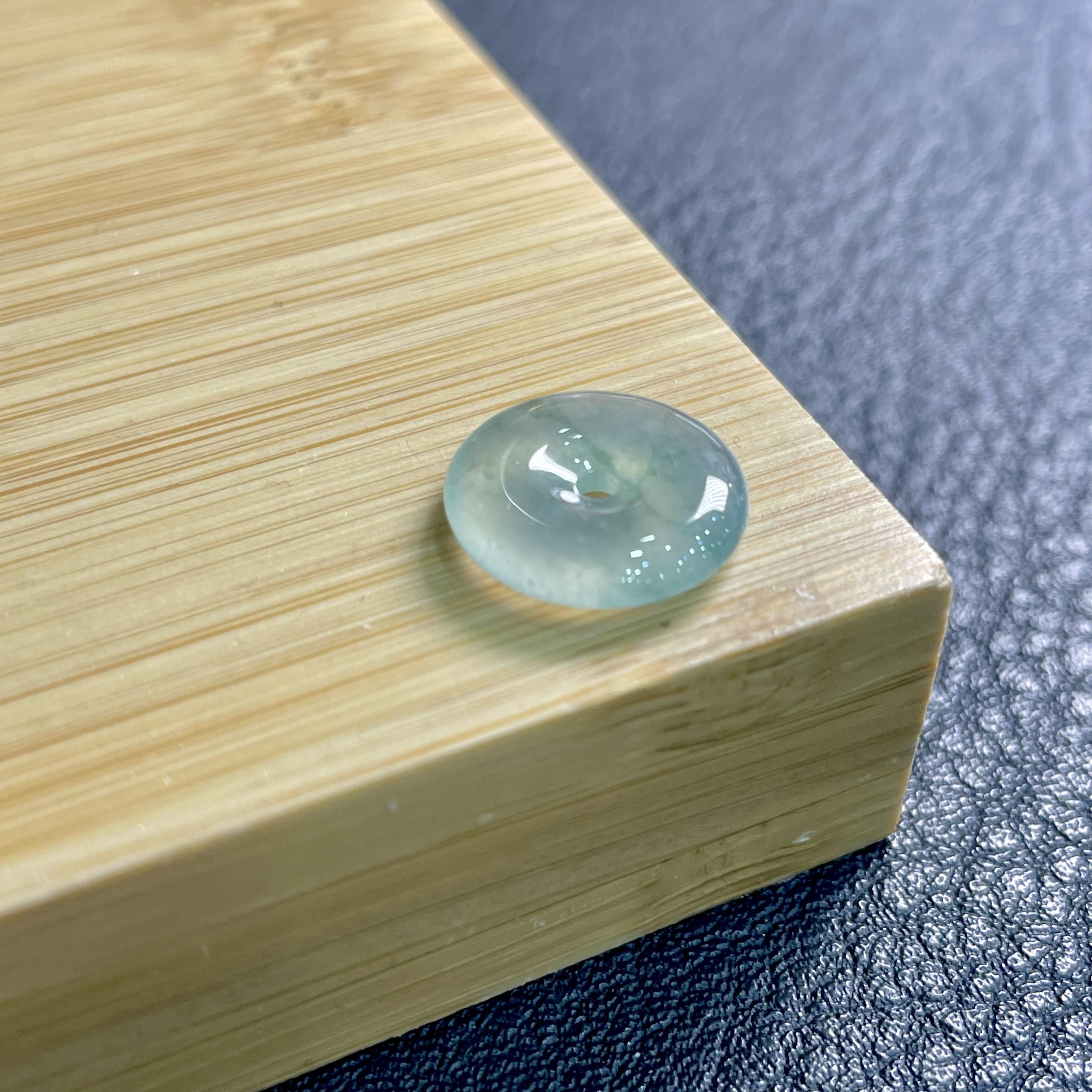 缅甸天然翡翠A货冰种晴绿底飘花翡翠平安扣裸石小吊坠diy挂件玉石