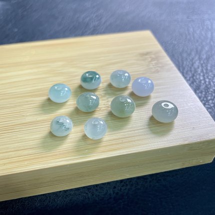缅甸天然翡翠A货冰种鼓珠肉扣多宝配珠diy裸珠精品玉石翡翠珠子