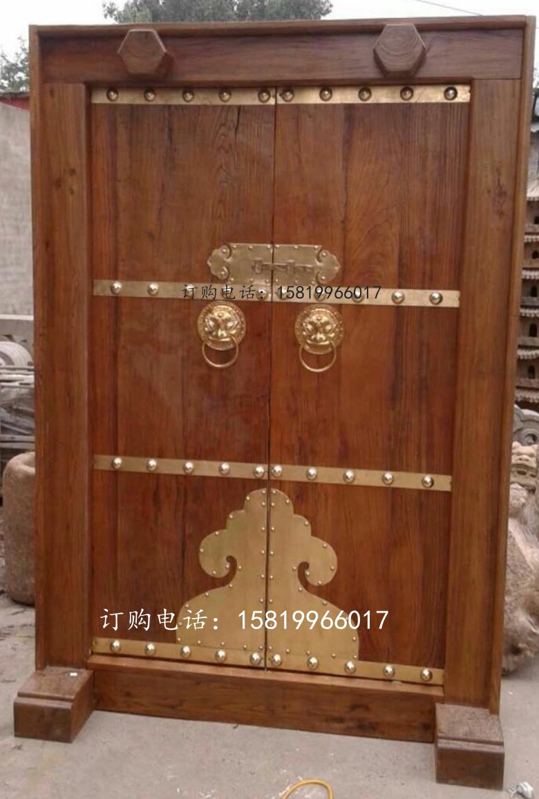 中式仿古大门纯铜配件兽头拉环大门泡钉插栓装饰如意角花直条压条