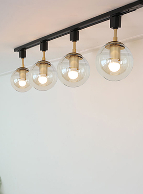 新款复古温馨LED轨道射灯 圆球玻璃餐厅奶茶店明装全套装饰导轨灯