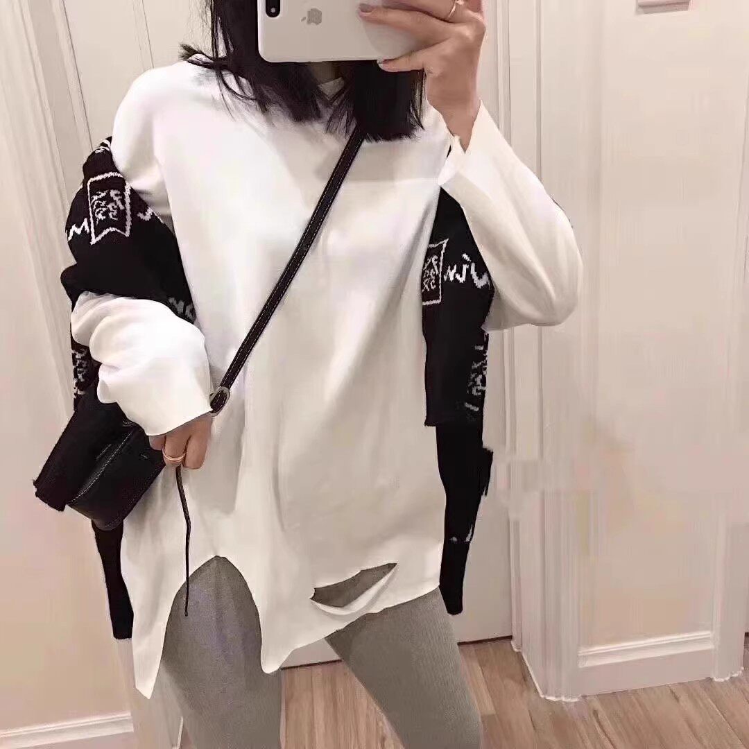 满2件包邮 自留秋冬笑脸女T恤白T 棉质磨毛打底长袖百搭实用基础