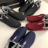 加绒老人棉鞋 中老年保暖奶奶健步鞋 女冬季 加绒加厚一脚蹬妈妈鞋