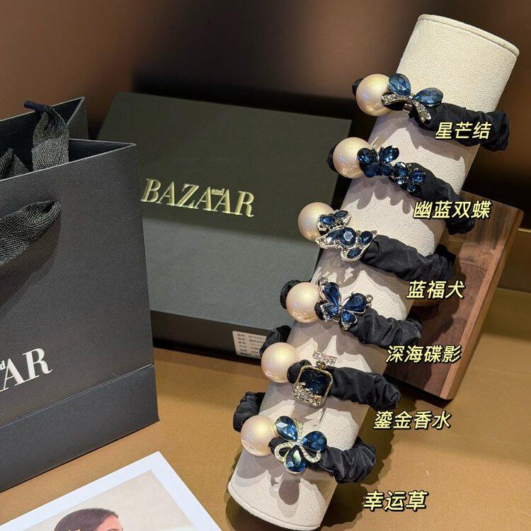 深海蓝bling 高级轻奢水钻发绳~韩版百搭简约弹性好不伤发6件套