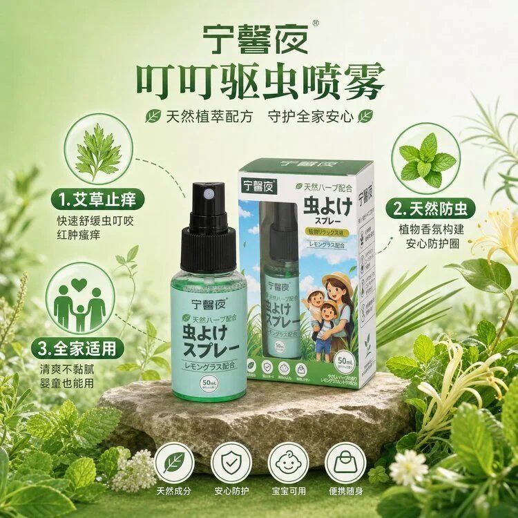 2盒21.9叮叮驱虫喷雾 温和驱虫 植物配方淡淡草本香 敏感肌可用