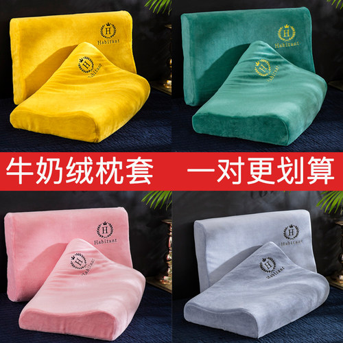 牛奶绒乳胶枕套60x40成人家用大人冬季50x30cm儿童记忆枕头套一对 - 封面