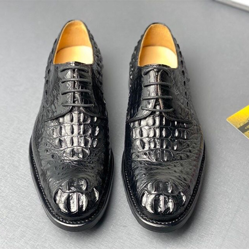 真皮底商务休闲鞋全真鳄鱼头骨