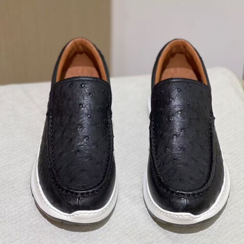 进口鸵鸟皮男鞋撤柜清仓38黑色