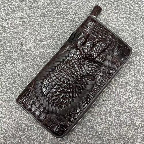鳄鱼皮钱包男女通用长款拉链男包