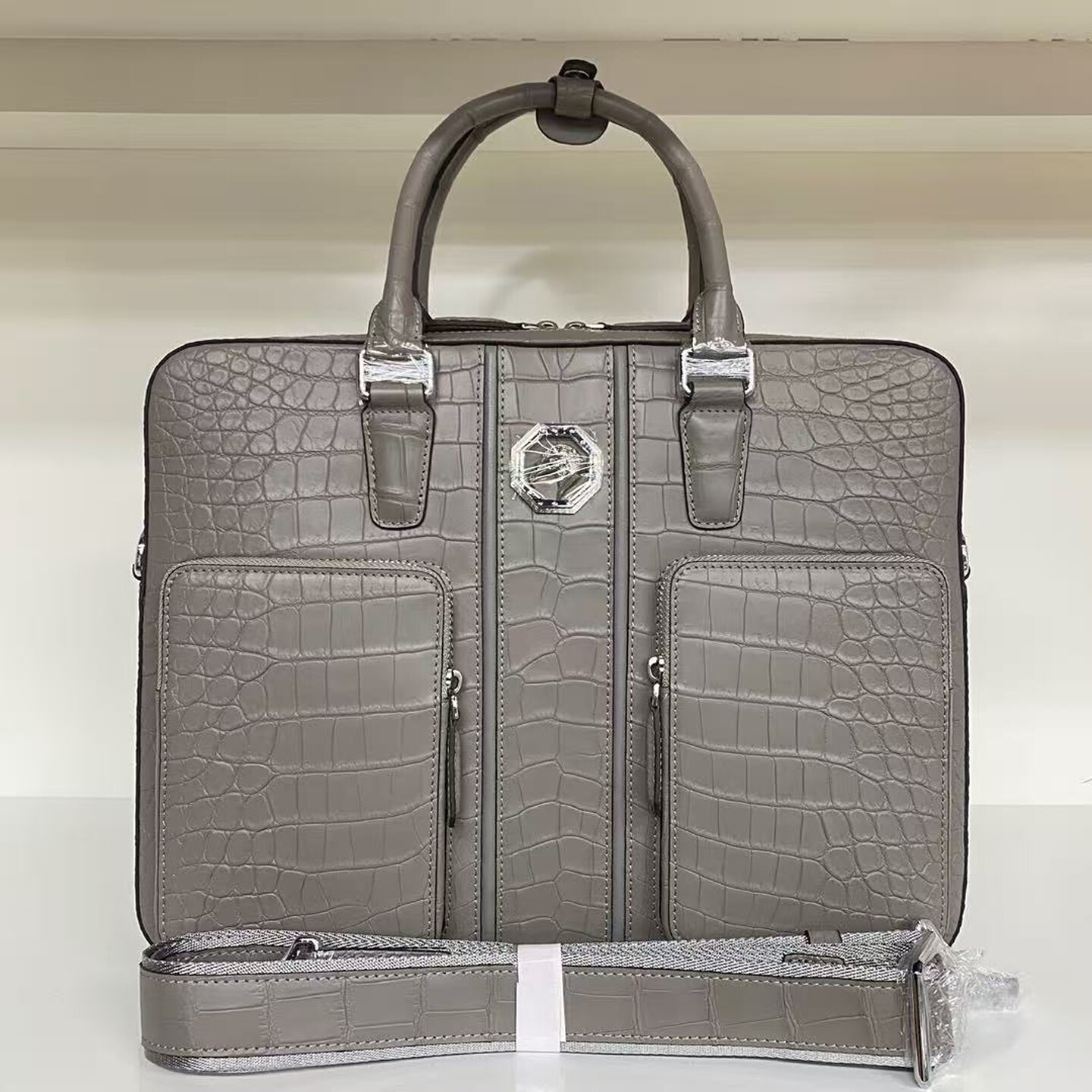 进口鳄鱼皮包高端大气手提包男士商务百搭大容量单肩真皮公文男包