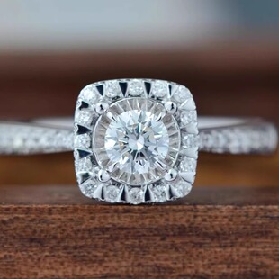 18K白金钻石戒指 20分闪钻车花显大求婚钻戒 NGTC国检证书