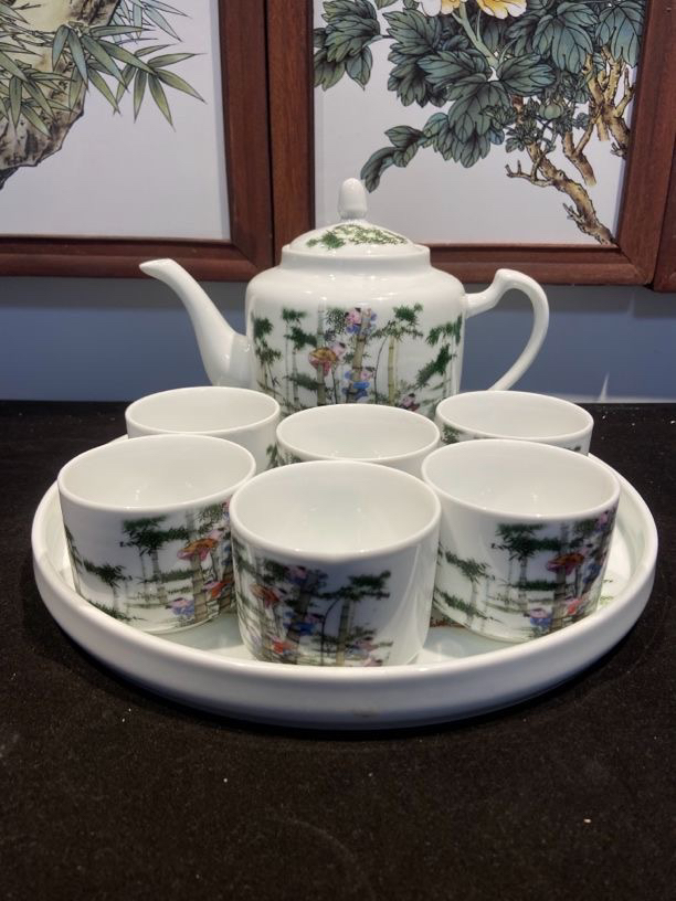 景德镇高温开水四合壶茶壶瓷器家居中式泡茶壶老式陶瓷2斤茶壶