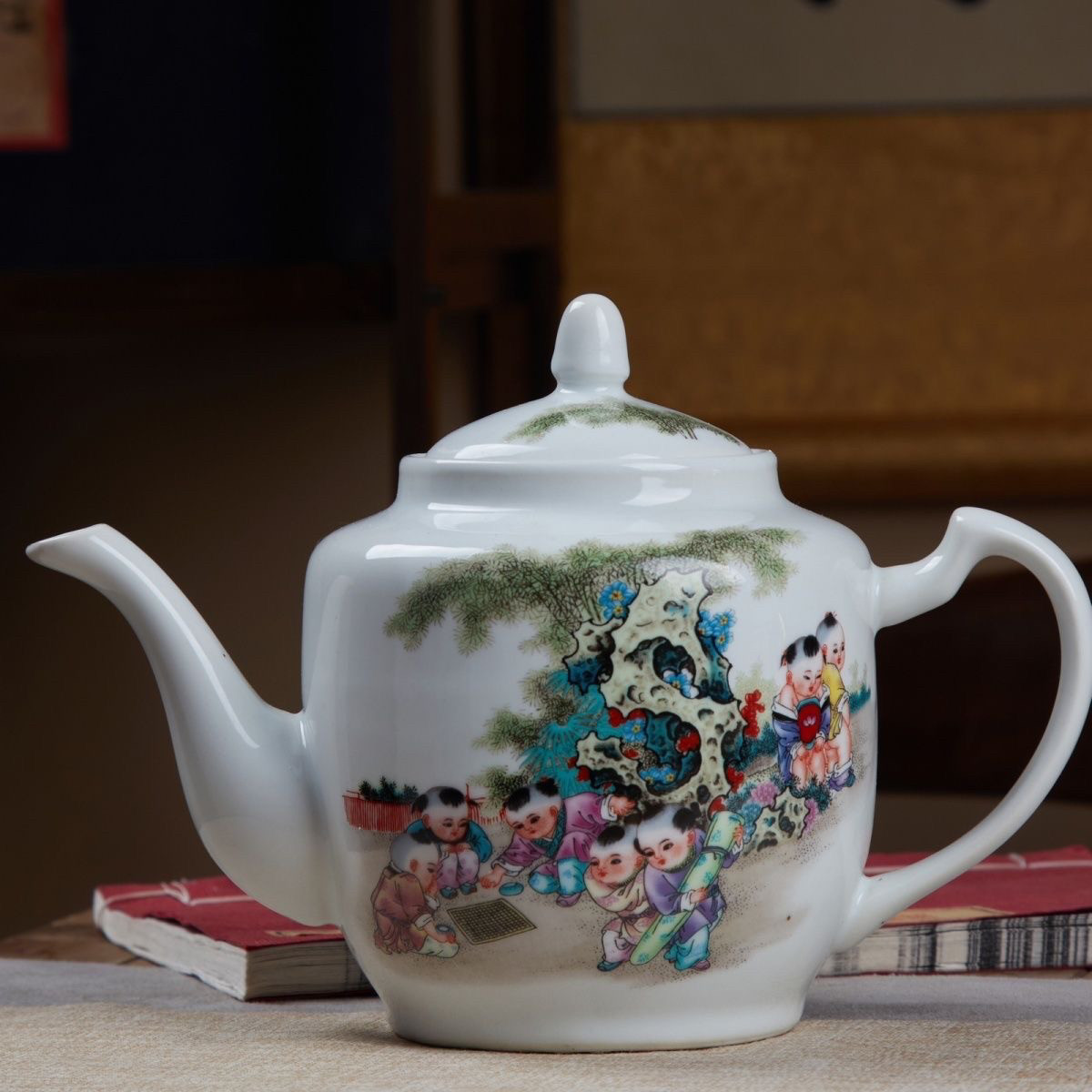 景德镇大容量老式粉彩泡茶仿古家用单壶陶瓷古玩茶壶家居古董茶具