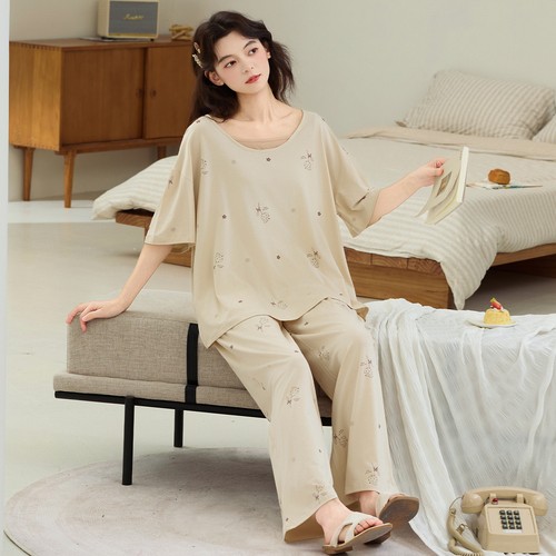 莫代尔睡衣女款夏2026新款夏季冰丝高级感家居服女士短袖长裤薄款
