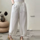 宽松显瘦刺绣休闲裤 新款 潮 女2026年夏季 REISHIBY亚麻松紧腰灯笼裤