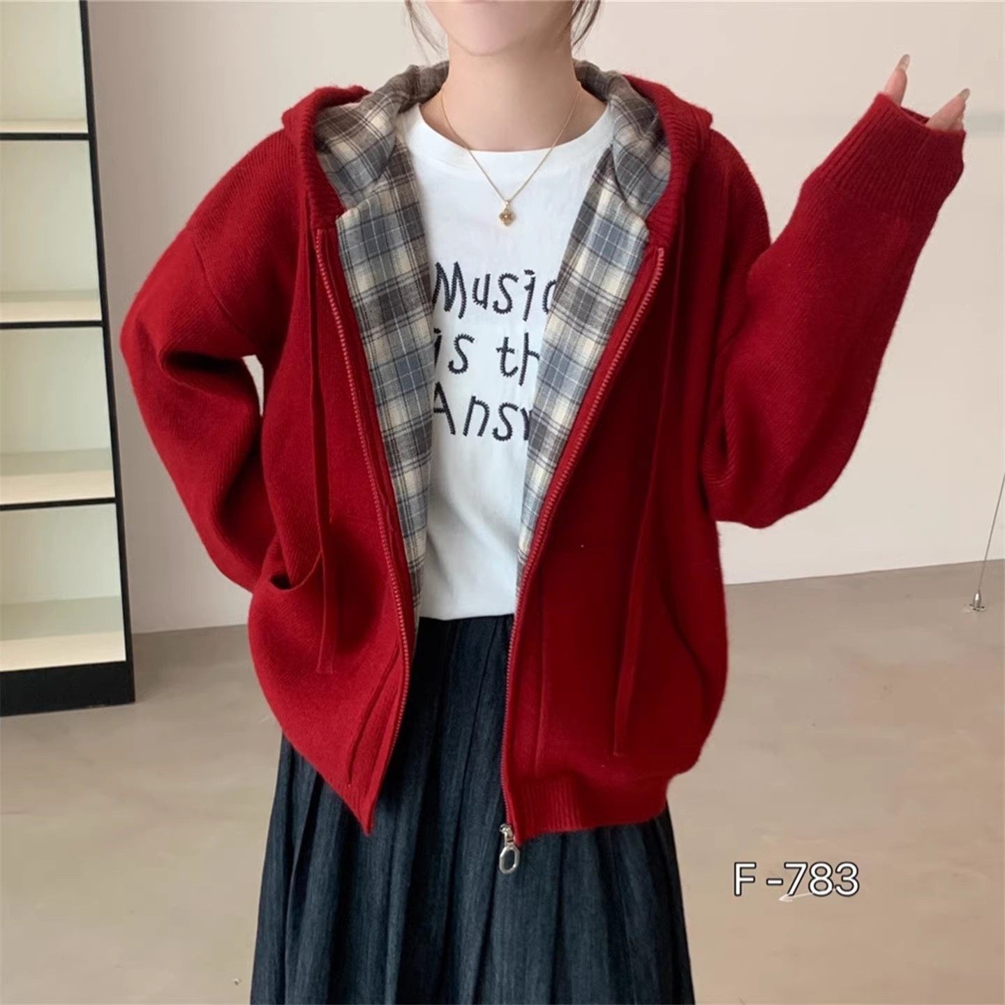 2025新款秋季韩版连帽针织开衫女