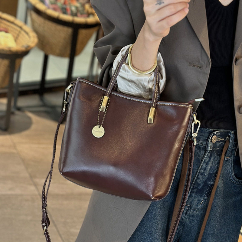 韩版潮女包包2026春秋季新款复古头层植鞣牛皮大容量手提斜挎女包