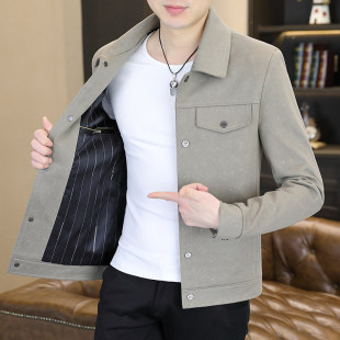 夹克男士 个性 帅气韩版 潮流休闲外套高级时尚 青年翻领修身 男装 春季