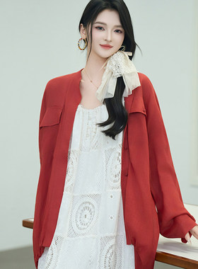 定制女装 苎麻衬衫女复古立领设计抽绳下摆通勤复古0506