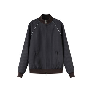 定制女装 绵羊毛竖条纹夹克短款宽松休闲外套复古0804