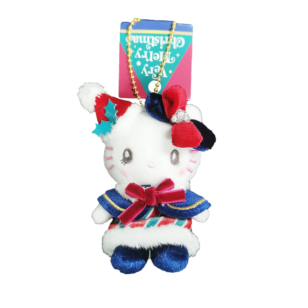 【正版】圣诞节系列HelloKitty红色圣诞帽毛绒挂件钥匙扣
