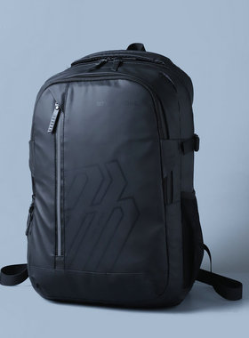 廿下男女大容量防水双肩包16寸电脑包黑色时尚背包旅行背包