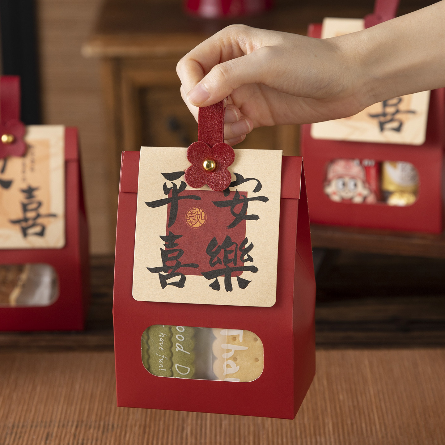 新年礼盒包装物伴手礼品袋子空喜糖果雪花酥饼干手提小号太妃精致