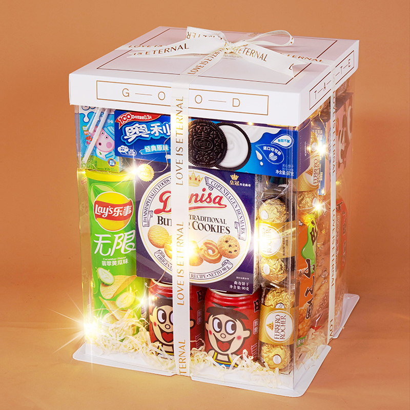 零食礼盒蛋糕盒子包装礼物品透明空大礼包箱儿童网红款惊喜圣诞节