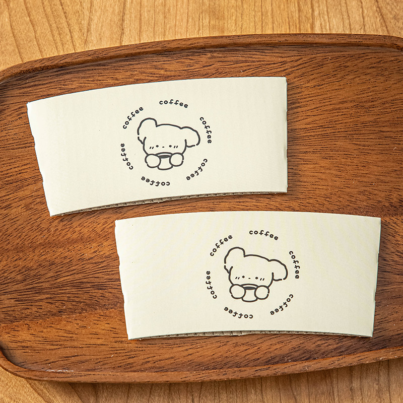 网红奶茶一次性咖啡杯杯套专用9098通用隔热防烫高颜值纸套柠檬茶