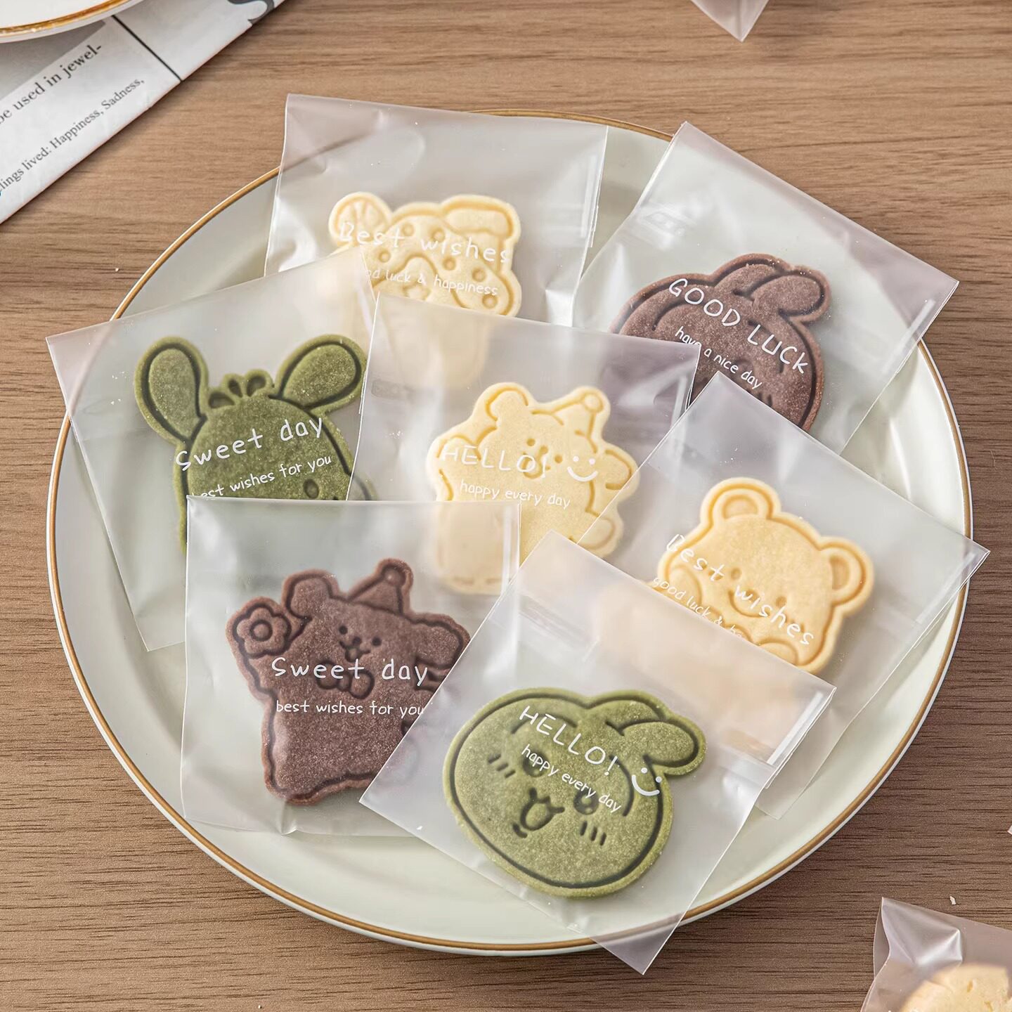 饼干包装袋自封粘曲奇面盒子糖果烘焙零食品分装单独立小的雪花酥