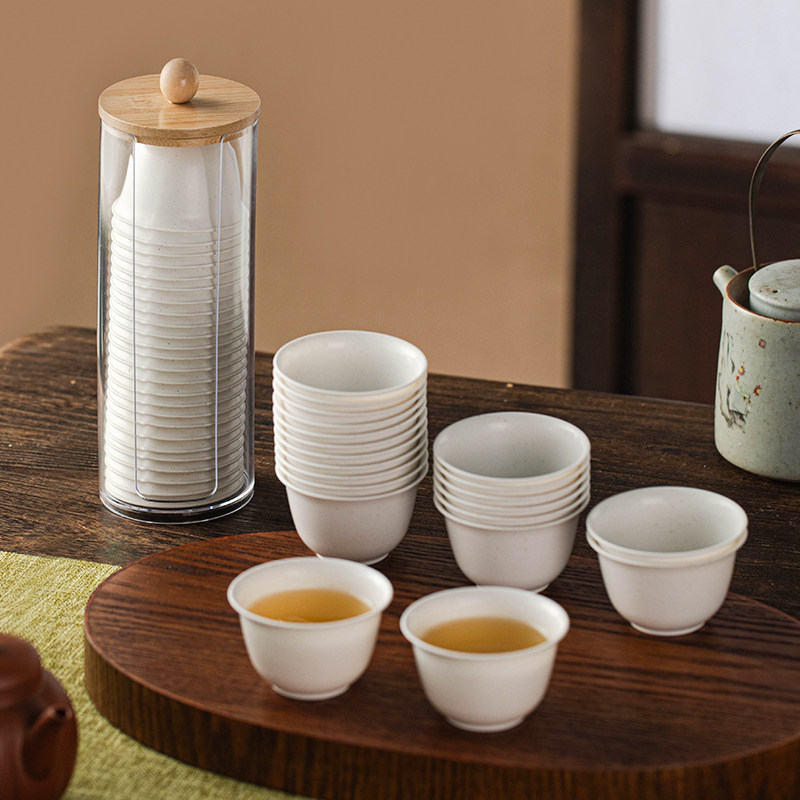 功夫茶杯套装一次性茶杯子小食品级的稻壳即弃杯水果茶待客耐高温