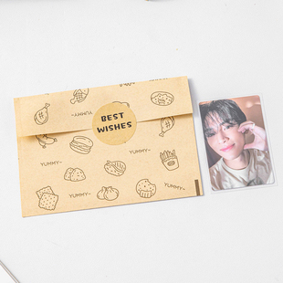 牛皮纸礼品袋打包袋材料自封物料包装袋礼物漫展大容量明信片无料