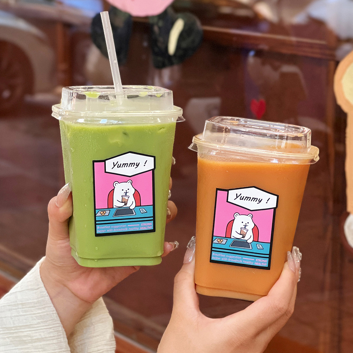 一次性奶茶杯子咖啡店专用商带盖食品级冷饮料的外出携带塑料果汁