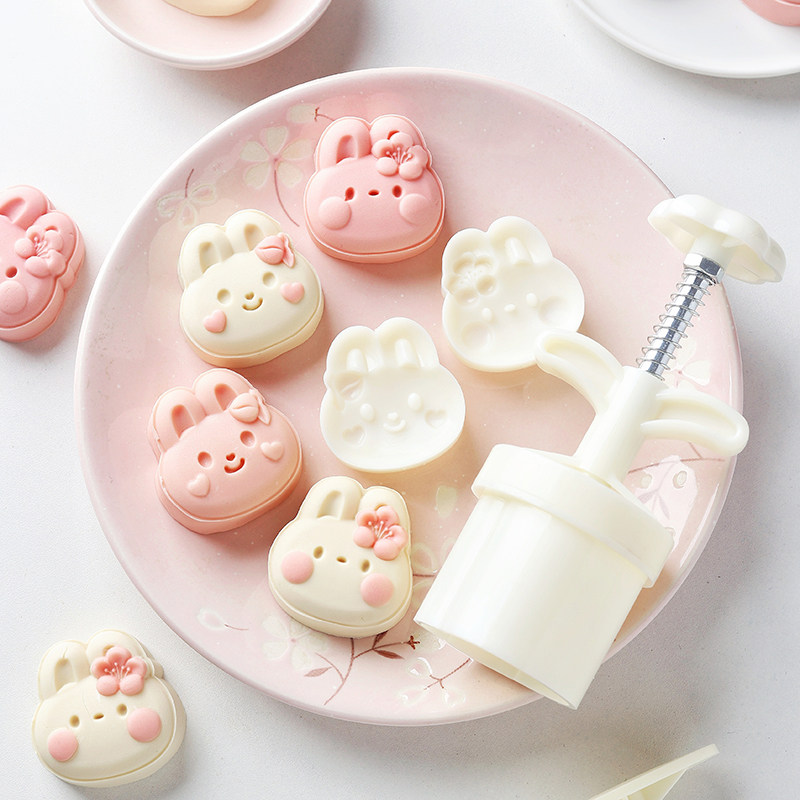 兔子月饼模具新款2026冰皮手压式家用绿豆糕点中秋卡通可爱迷你磨